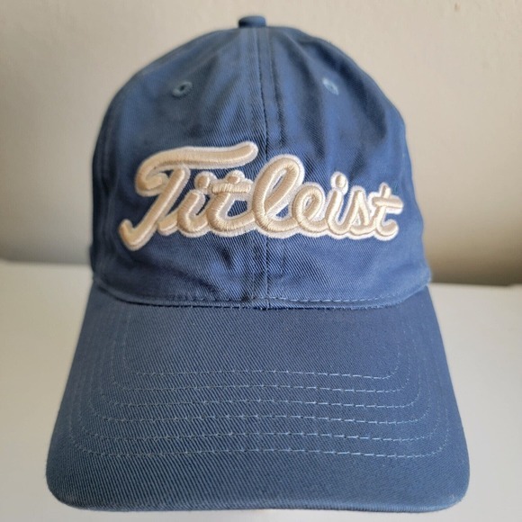 Titleist FootJoy FJ Golf Strapback Hat Cap Logo Blue Tan Adjustable Men - Picture 2 of 10